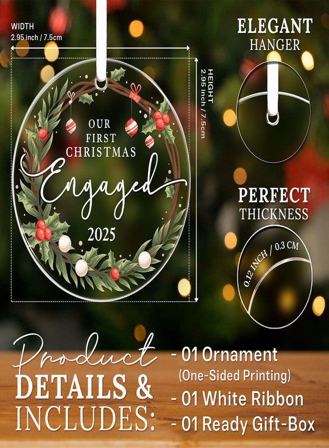 HEXMOZ هدايا خطوبة من هيكسموز للأزواج - هدية خطوبة للنساء، الخطيبة، العروس، الأزواج المخطوبين حديثًا - زينة عيد الميلاد الأولى للأزواج المخطوبين من الأكريليك 2025 - زينة الحفلات - Image 3